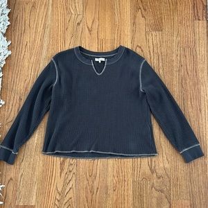 Madewell Waffle Split-Neck Crop Tee